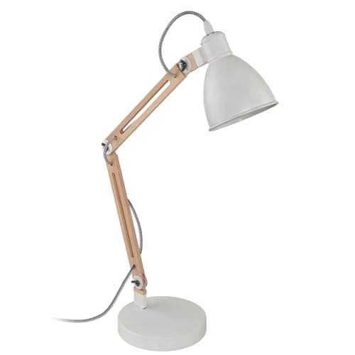 Image of Eglo 96957 LED Modern White/Natural Wood Desk Lamp 'TORONA 1'