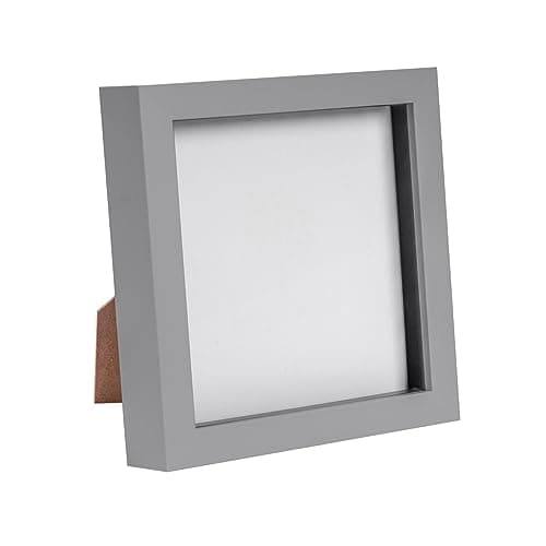 Image of Nicola Spring 3D Shadow Box Photo Frame - 6x6 (15x15cm) - Pack of 1 - Grey 3D Photo Frame Box Picture Memorabilia Display Case for Crafts, Keepsakes, Wedding, Graduation