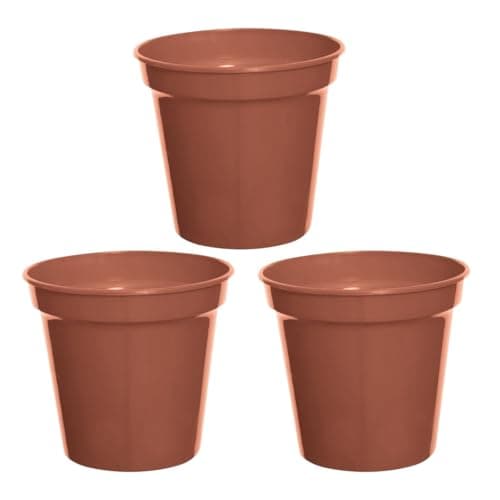 Image of SOTL® 3X 17.8cm Whitefurze Garden Pot Terracotta Strong Durable Indoor/Outdoor Plastic Garden Flower Plant Pot Cultivation Vegetable And Flowering Plants Gardening (7")
