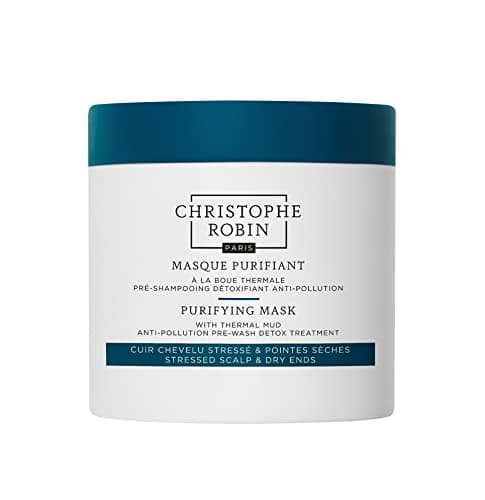 Image of Christophe Robin Purifying Mask with Thermal Mud 250ml – Pre-Shampoo Scalp Detox Treatment, Deep Cleansing, Removes Impurities, Balances Oil