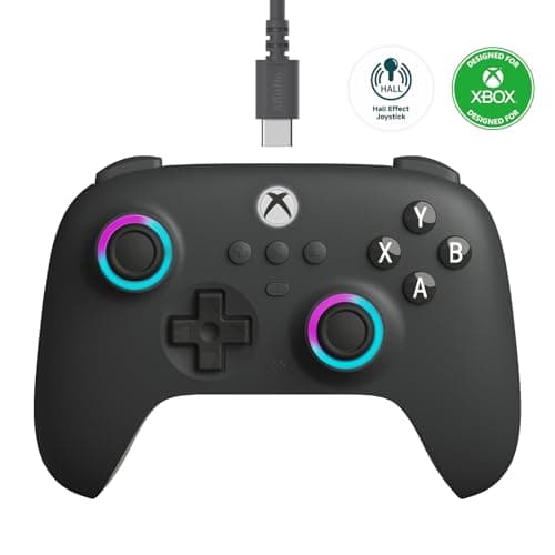 Image of 8Bitdo Ultimate C Wired Controller for Xbox, RGB Lighting Fire Ring and Hall Effect Joysticks, Compatible with Xbox Series X|S, Xbox One, Windows 10/11 - Officially Licensed (Dark Gray)