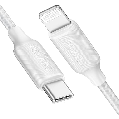 Image of RAVIAD USB C to Lightning Cable 1M [MFi Certified] iPhone Fast Charger Cable Power Delivery Nylon USB-C Charging Cord for iPhone 14/13/12/12 PRO Max/12 Mini/11/11PRO/XS/Max/XR/X/8/8Plus/iPad -White
