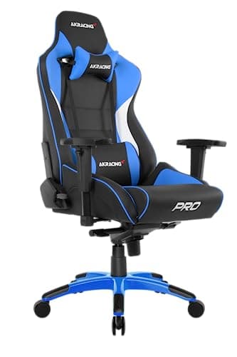 Image of AKRacing Masters Series Pro Luxury XL Gaming Chair with High Backrest, Recliner, Swivel, Tilt, 4D Armrests, Rocker and Seat Height Adjustment Mechanisms with 5/10 warranty - Blue