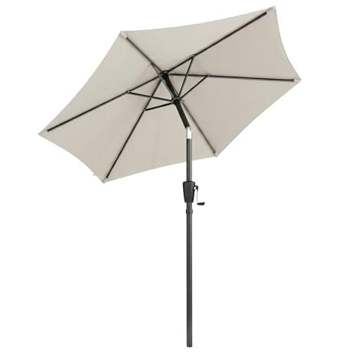 Image of Outsunny 2m Garden Parasol Umbrella, Outdoor Table Parasol Umbrella with Crank Handle, Tilt Function, UV30+ Protection, Sun Shade Canopy for Patio, Beach, Light Grey