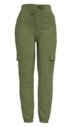 Image of Barfly Fashion New Ladies Cargo Combat Stretch Casual Trousers Womens Slim Fit Sport Jogger (Khaki, 10)