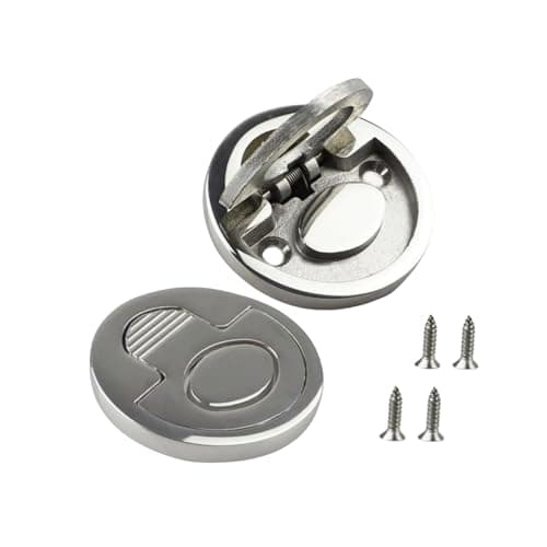Image of ZRuiYFFS Round 316 Stainless Steel Spring-Loaded Flush Lift Ring, Concealed recessed Handle, Suitable for Boats and hatches (2)