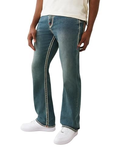 Image of True Religion Billy Rope Stitch Flap Jeans for Men - 34” - Men’s Classic Denim Jeans, Sepia Dawn Medium Wash, 36
