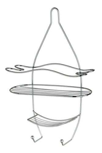 Image of Premier Housewares 1600563 3-Tier Shower Caddy with Hooks, 28.5 x 46 cm - Chrome