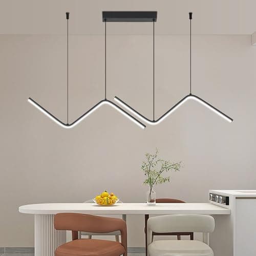Image of Mikeru Modern 90cm Wave Pendant Light, Dimmable 3000K/4500K/6500K, Height Adjustable 1.5m Hanging Pendant Light, Adjustable Brightness with Memory Function, for Dining Room, Living Room, Office, Cafe