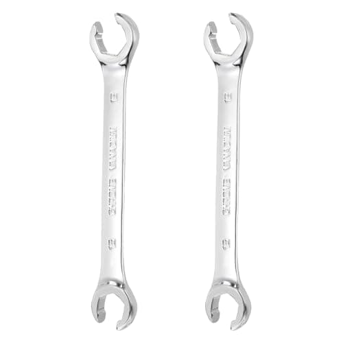 Image of sourcing map 2 Pcs Flare Nut Wrench 16mm x 18mm Metric Double Open End Thick Spanner Mirror Polish Finish 45# Steel Brake Line Wrench for Fuel Tube Hose Transmission Line, Silver