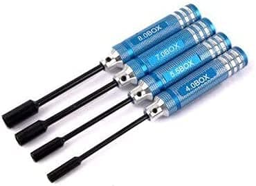 Image of LYFJXX 4Pcs RC Metal Hex NUT Key Socket Screw Driver Wrench 4.0mm 5.5mm 7.0mm 8.0mm 80213 Tool Kit Buggy Truck Truggy RC Car (Blue)