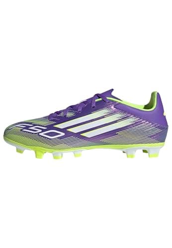 Image of adidas Unisex F50 Club Firm Ground/Multi Ground Football Boots, Purple Rush/Cloud White/Lucid Lemon, 9 UK