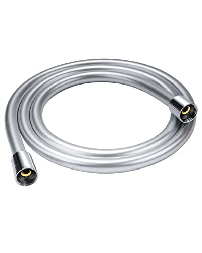 Image of YEAUPE PVC 1.6m Shower Hose,Leakproof Shower Pipe,All Brass Connectors,Universal Standard G1/2,High Pressure Resistance,Flexible and Anti-Twist,Replacement Hose, Silver