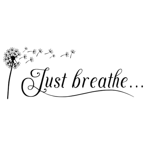 Image of COMNICO Just Breathe Wall Decals, 1Pcs Inspirational Quotes Vinyl Wall Decal Yoga Quotes Positive Relax Motto Letters Sayings Wall Stickers Decor for Bedroom Living Room Home Decoration