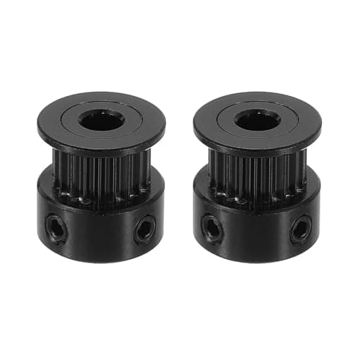 Image of sourcing map 2 Pcs Aluminum 20 Teeth 5mm Bore 6mm Width Timing Belt Pulley Wheel Idler Pulley Synchronous Wheels Gear Part for 3D Printer, Black