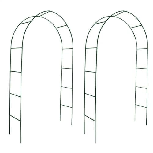 Image of vidaXL Garden Arch Set for Climbing Plants | Durable Iron Frame, Weather-Resistant, Easy to Install | Dark Green | Dimension 140 x 39 x 240 cm, 2 pcs Included