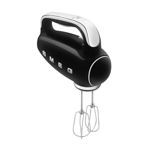 Image of Smeg HMF01BLUK Hand Mixer with Turbo Function, 3 Attachments, LED Display, Retro 50's Style, 250W, Black