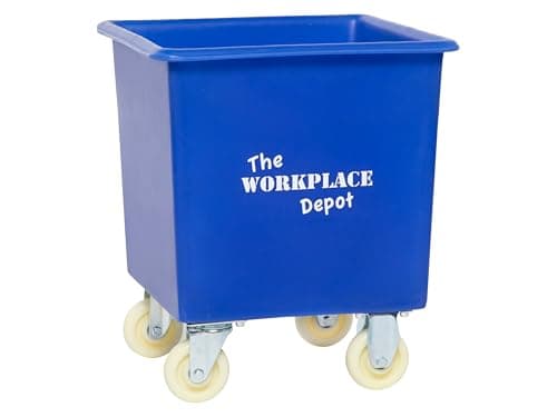 Image of The Workplace Depot Heavy Duty Bottle Bin, Durable Plastic Recycling Bin, Glass Bottle Skip on Wheels for Bars, Retail & Factories (Blue, 72 Litre)