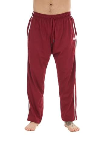 Image of Malay Mens 2 Pack Loungewear Joggers – Soft Jersey Cotton Elastic Waist Lounge Pants with Drawstring, Comfortable Casual Tracksuit Bottoms (Burgundy, M)