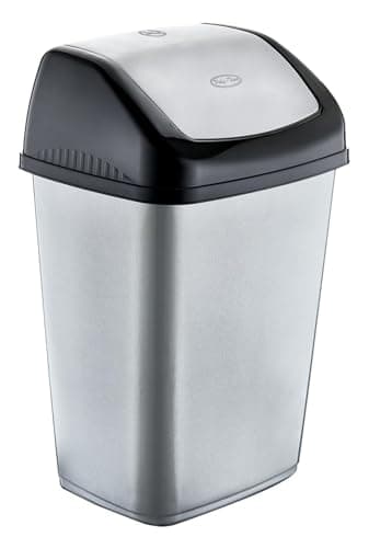 Image of Best House | Swing Bin 50 Liters | Gray | 1 Pc | Waste Bin, Durable, Lightweight Hinged Swing Lid for Kitchen, Office, and Home Use – Odor-Reducing Design, Easy to Clean - L 42 cm x W 32 cm x H 68 cm