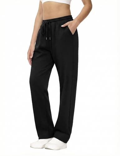 Image of Aseniza Women Jogging Bottoms Tracksuit Joggers Activewear Trousers Straight Leg Ladies Activewear Trousers with Drawstring Straight Leg Black-M