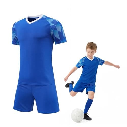Image of viiotu Kids Football Kit Sports Clothing, Quick Drying Boys Girls Training Jersey Set, Breathable Football Kits Training Suit with T-Shirt and Shorts