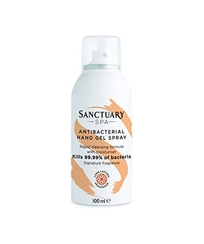 Image of Sanctuary Spa Hand Sanitiser Gel Spray with Moisturiser, 70% Alcohol, Kills 99.9% Bacteria, Vegan and Cruelty Free, 100 ml