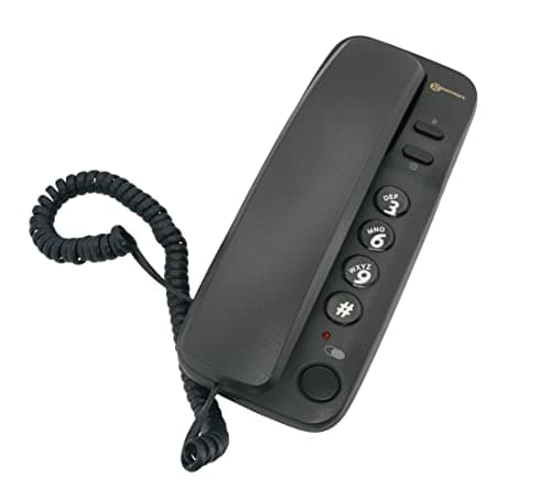Image of Geemarc Marbella - Gondola Style Corded Telephone with Large Buttons, Mute Function and Visual Ring Indicator - Wall Mountable - UK Version - Black