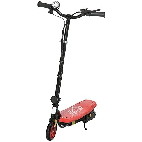 Image of HOMCOM Foldable Electric Scooter, 120W E-Scooter with Three Mode LED Headlight, Warning Bell, Adjustable Height, 12km/h Maximum Speed, for Ages 7-14 Years - Red