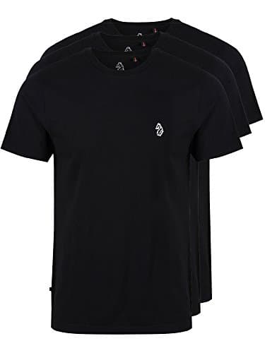 Image of LUKE 1977 Mens Johnys 3 Pack Short Sleeve Crew Neck T-Shirt Top (M, Black)