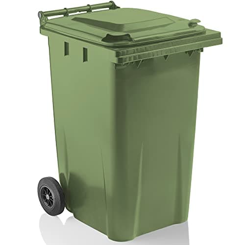 Image of STORM TRADING GROUP Green Household Wheelie Bin Large 240 Litre Standard Size Bin Including Rubber Wheels & Lid