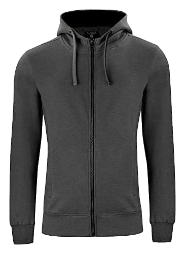 Image of Clique - Men's Classic Hoody Full Zip Hoody Sweatshirt with Zip, Cotton, Elastic Ribs, Outer Pockets, for Hiking, Hiking, Travel, Leisure (Anthracite Melange XS), anthracite