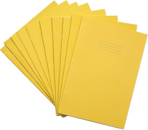 Image of Rhino A4 Exercise Books, 80-Page / 8mm Lined with Margin Paper Notebook, 10-Pack, Office & School Stationery Supplies, Yellow