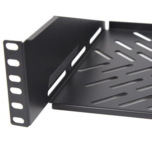 Image of kenable Pro Vented Cantilever Shelf 2U 250mm Deep for 19 inch Server Data Cabinet Rack Black with Side and Bottom Ventilation 25kg Load Capacity