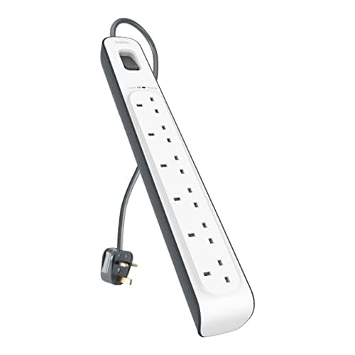 Image of Belkin 6 Way/6 Plug 2m Surge Protection Extension Lead Strip, White