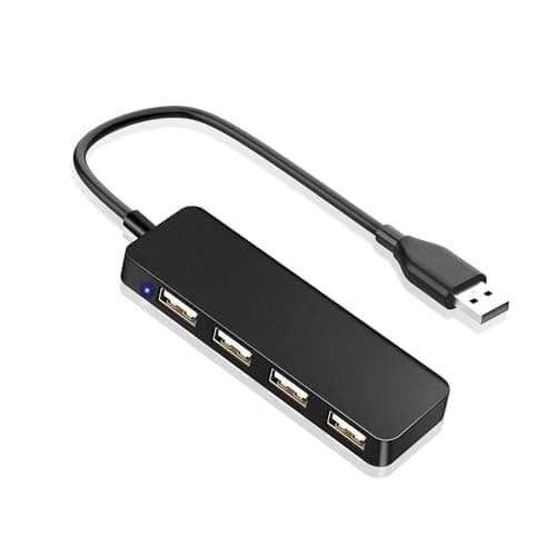 Image of Critin 4-Port Ultra-Thin Portable USB 2.0 Hub, Black Multi-USB Port Extender for Imac Pro, Macbook Air,Mac Mini/Pro, Surface Pro, Laptops, Usb Flash Drives,Mobile Hard Drives,Etc.
