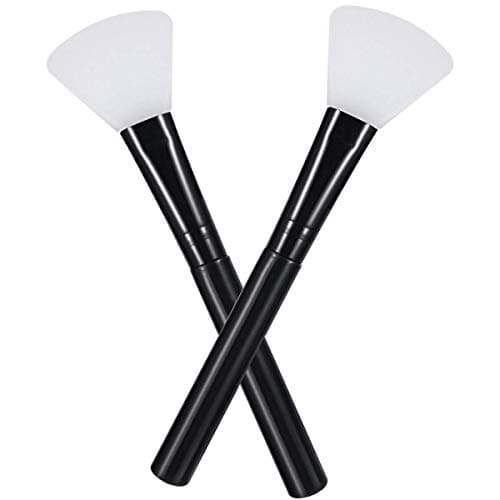 Image of Face Mask Brush Silicone 2PCS Flexible Facial Mud Applicator, Hairless Moisturizers Tools, Wood Handle for Clay, Charcoal Mixed Masks