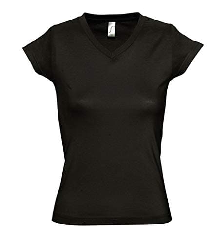 Image of SOL'S Womens Moon V Neck T-Shirt - Deep Black - XL