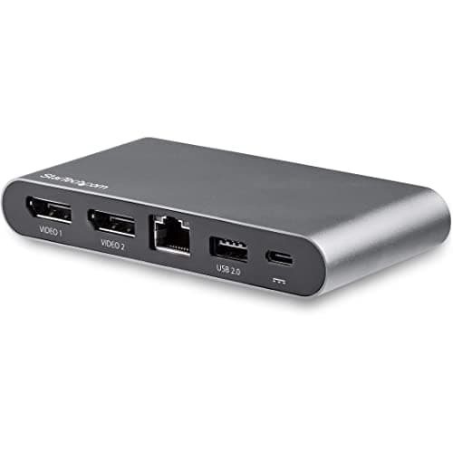 Image of StarTech.com USB C Dock - 4K Dual Monitor DisplayPort - Mini Laptop Docking Station - 100W Power Delivery Passthrough - GbE, 2-Port USB-A Hub - USB Type-C Multiport Adapter - 3.3' Cable (DK30C2DAGPD)
