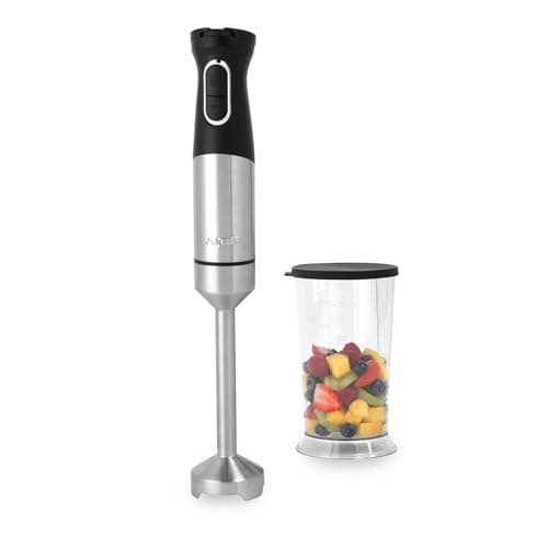Image of Salter Electric Hand Blender – 1500W Immersion Stick Blender, 700ml Beaker Included, Variable Speed Settings, Durable Stainless-Steel Blade, Detachable Rod for Easy Cleaning, Storage Lid Included