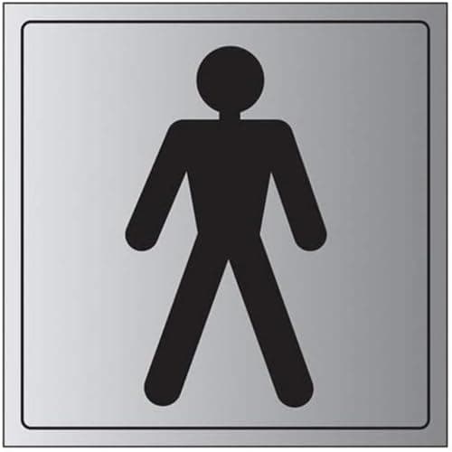 Image of V Safety General Door-Gents Toilet Sign - 200mm x 200mm - Self Adhesive Alu Effect