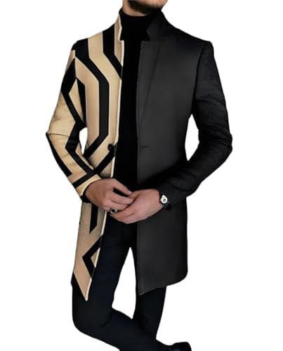 Image of NITRY Men Transition Jacket Men Regular Fit Personality Trend Vintage Jacket Men Urban Youth Temperament Outdoor Jacket Men Medium Length Fashion Casual Long Sleeve Jacket DD-01 L