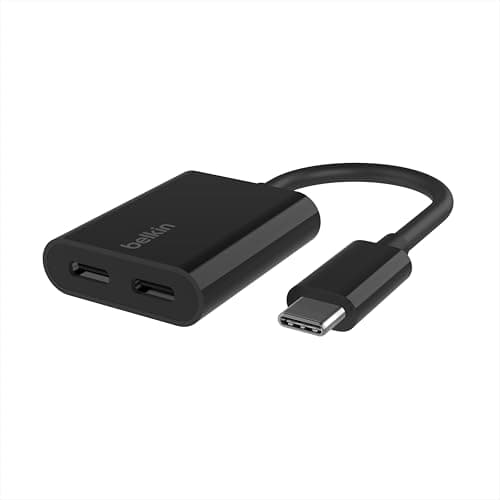 Image of Belkin RockStar™ USB-C Audio + Charge Adapter, Headphone Adapter w/ USB-C 60W Power Delivery Fast Charging for iPhone 16, iPad Pro, Galaxy, Note, Google Pixel, LG, Sony, OnePlus, and More - Black