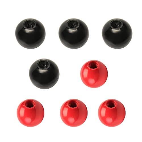 Image of Othmro 8pcs Ball Lever Knobs, M10 Female Thread Insulated Ball Knob, 35mm Diameter Bakelite Lever Knob Machine Handle Tool Replacement(Blcak/Red)