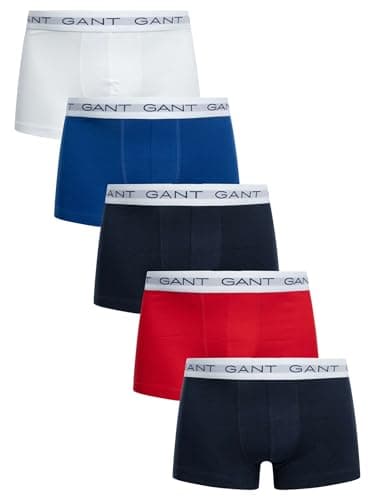 Image of GANT Men's Trunk 5-Pack Underwear, Navy/Red/Blue/Blue/White, One Size (Pack of 5)