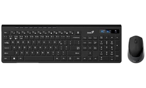 Image of Genius SlimStar 8230 5.3 and 2.4GHz Wireless Bluetooth Keyboard and Mouse Set, 12 Multimedia Function Keys, Full UK Layout, Optical Sensor, 1200dpi, Connect up to 3