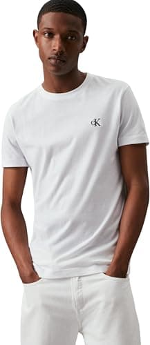 Image of Calvin Klein Jeans Men's Ck Essential Slim Tee T-Shirt, Bright White, XL
