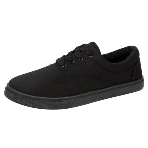 Image of Kilter Boy's Ollie Low Canvas Skateboard Style Trainers - Black - 4 UK