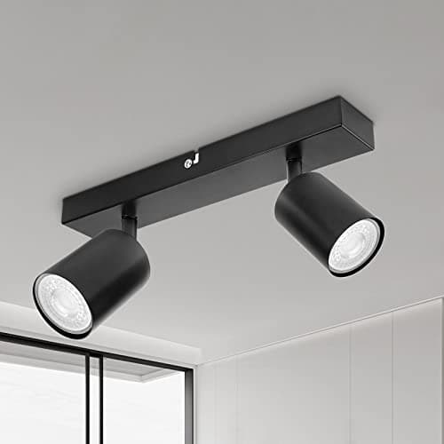Image of Dehobo Ceiling Light - Spotlight Ceiling Bar in Matt Black - Ceiling Lights Spotlights with GU10 Socket Industrial 2 Way Light Ceiling Indoor Spot Light for Kitchen Lounge Bedroom Dining Room