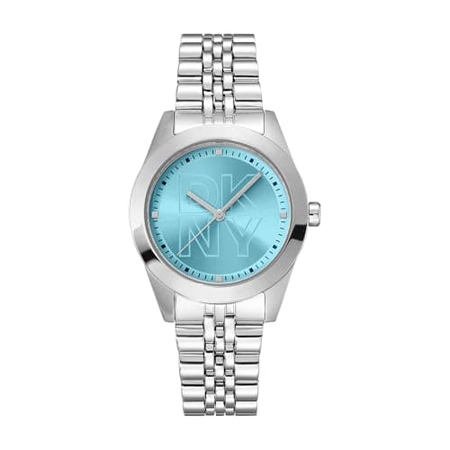 Image of DKNY Parsons Logo Quartz Watch 5 ATM, Silver, Standard Size, Modern